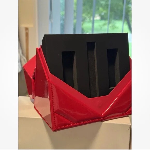 Yves Saint Laurent Red Chevron Leather Clutch - Picture 3 of 3